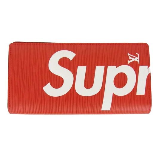 Supreme シュプリーム 17AW M67719 × LOUISVUITTON PF.BRAZZA SP EPI ポルトフォイユ ブラザ エピ 長財布 ウォレット レッド系【美品】【中古】
