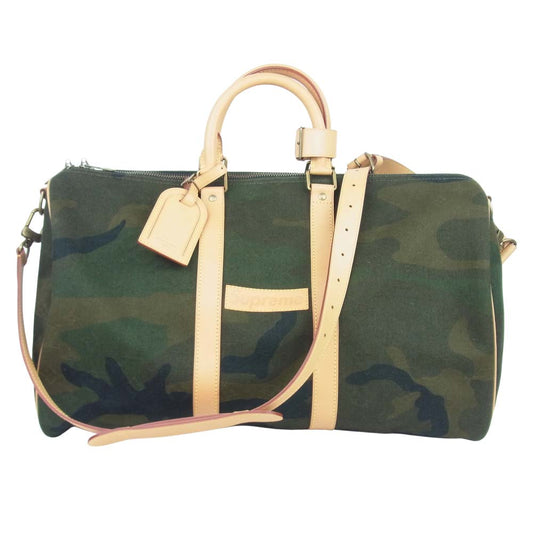 Supreme シュプリーム 17AW M43466 × LOUISVUITTON Keepall Bandouliere ルイヴィトン キーポル バンドリエール 45 カモ ボストン バッグ【美品】【中古】