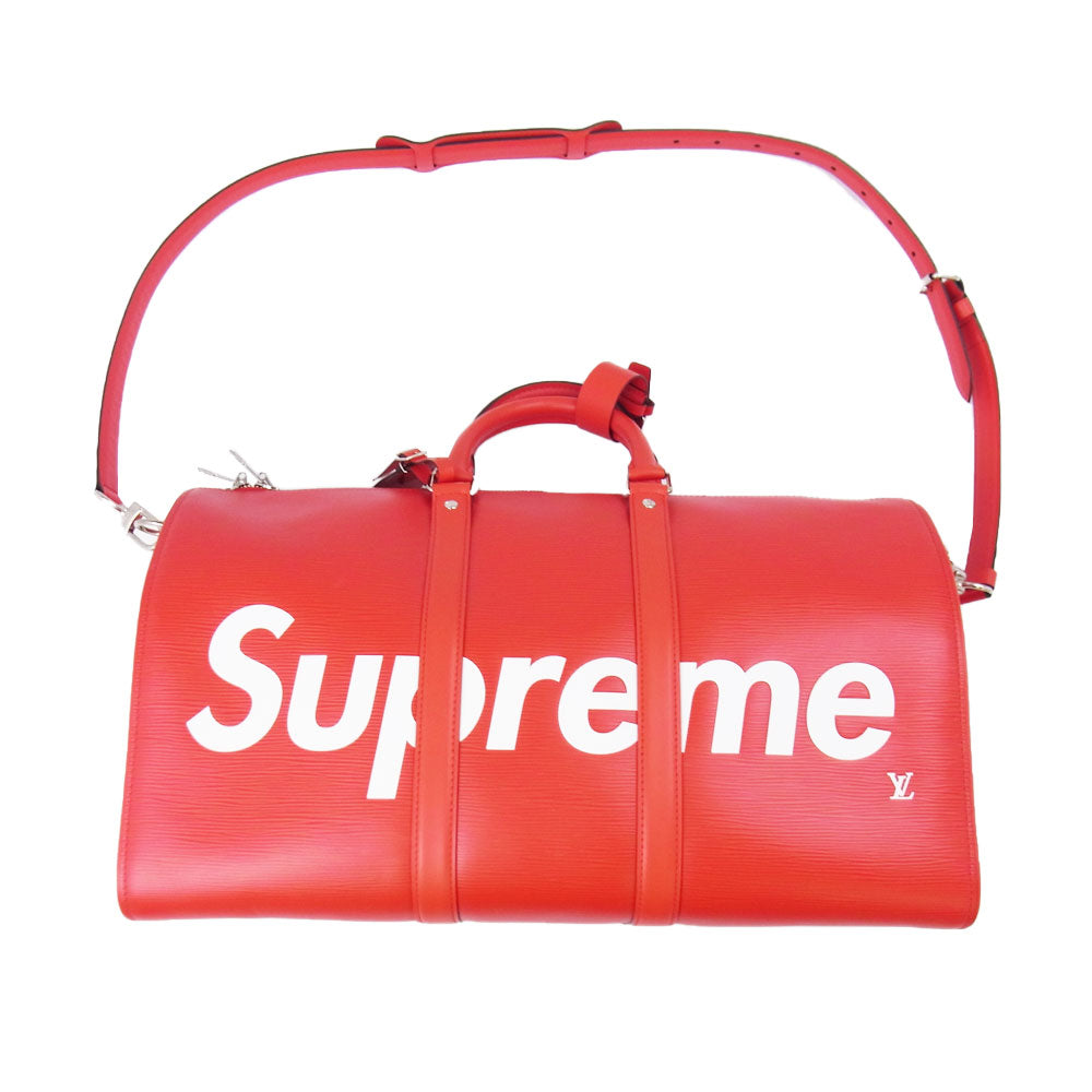Supreme シュプリーム 17AW M53419 × LOUISVUITTON Keepall Bandouliere ルイヴィトン キーボル バンドリエール 45 ボストン バッグ レッド系【美品】【中古】