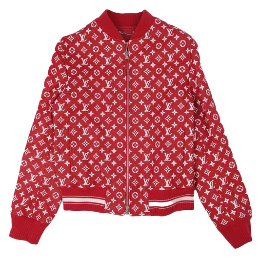 Supreme シュプリーム 17AW × LOUIS VUITTON LV LEATHER BASEBALL JACKET ルイヴィトン レザー ベースボール ジャケット レッド系 48【美品】【中古】