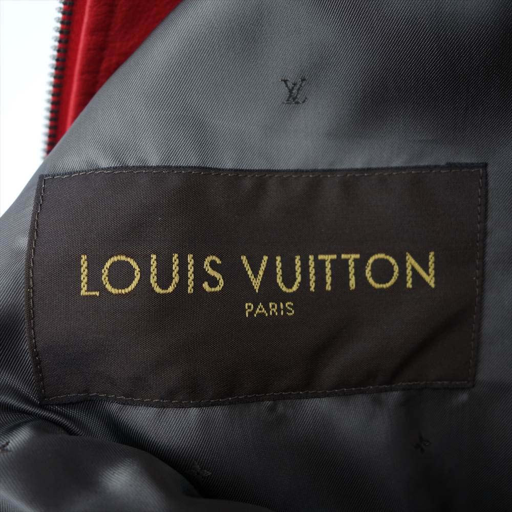 Supreme シュプリーム 17AW × LOUIS VUITTON LV LEATHER BASEBALL JACKET ルイヴィトン レザー ベースボール ジャケット レッド系 48【美品】【中古】
