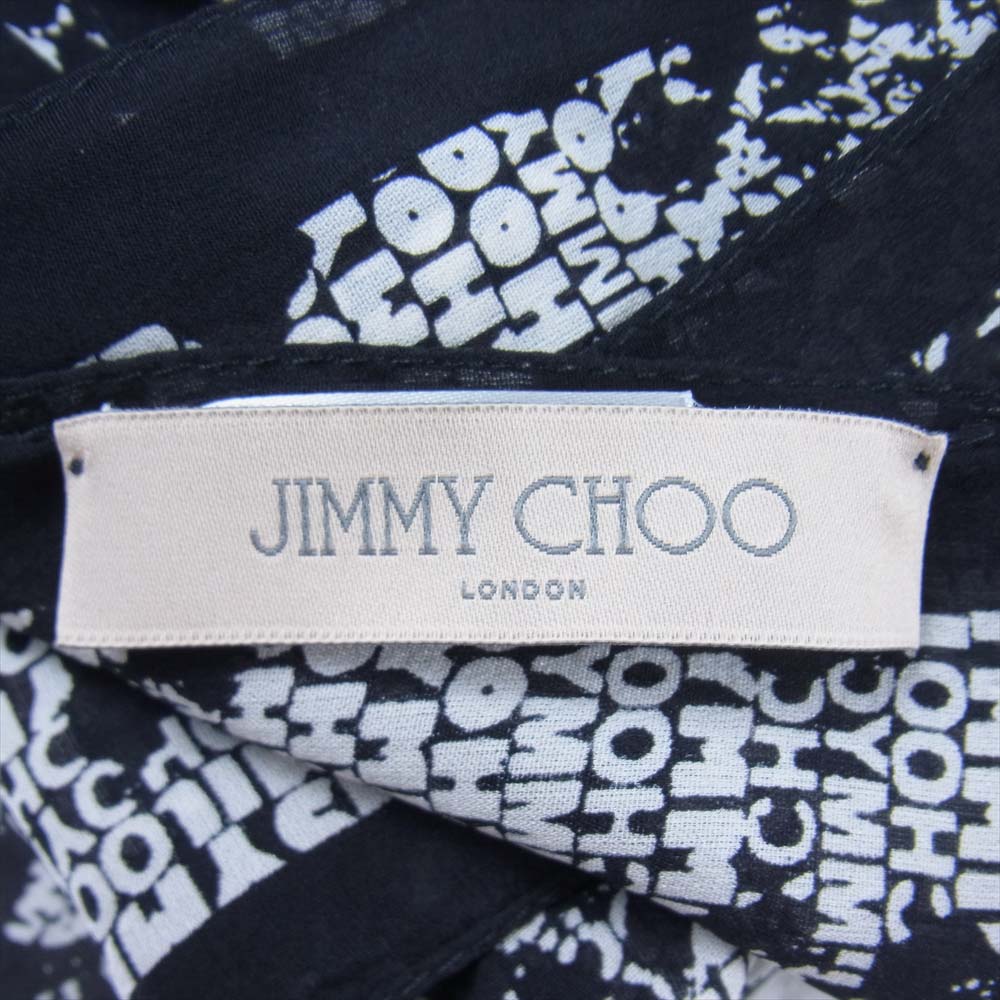 JIMMY CHOO ジミーチュウ 100％ シルク ストール スカーフ ブラック系【中古】