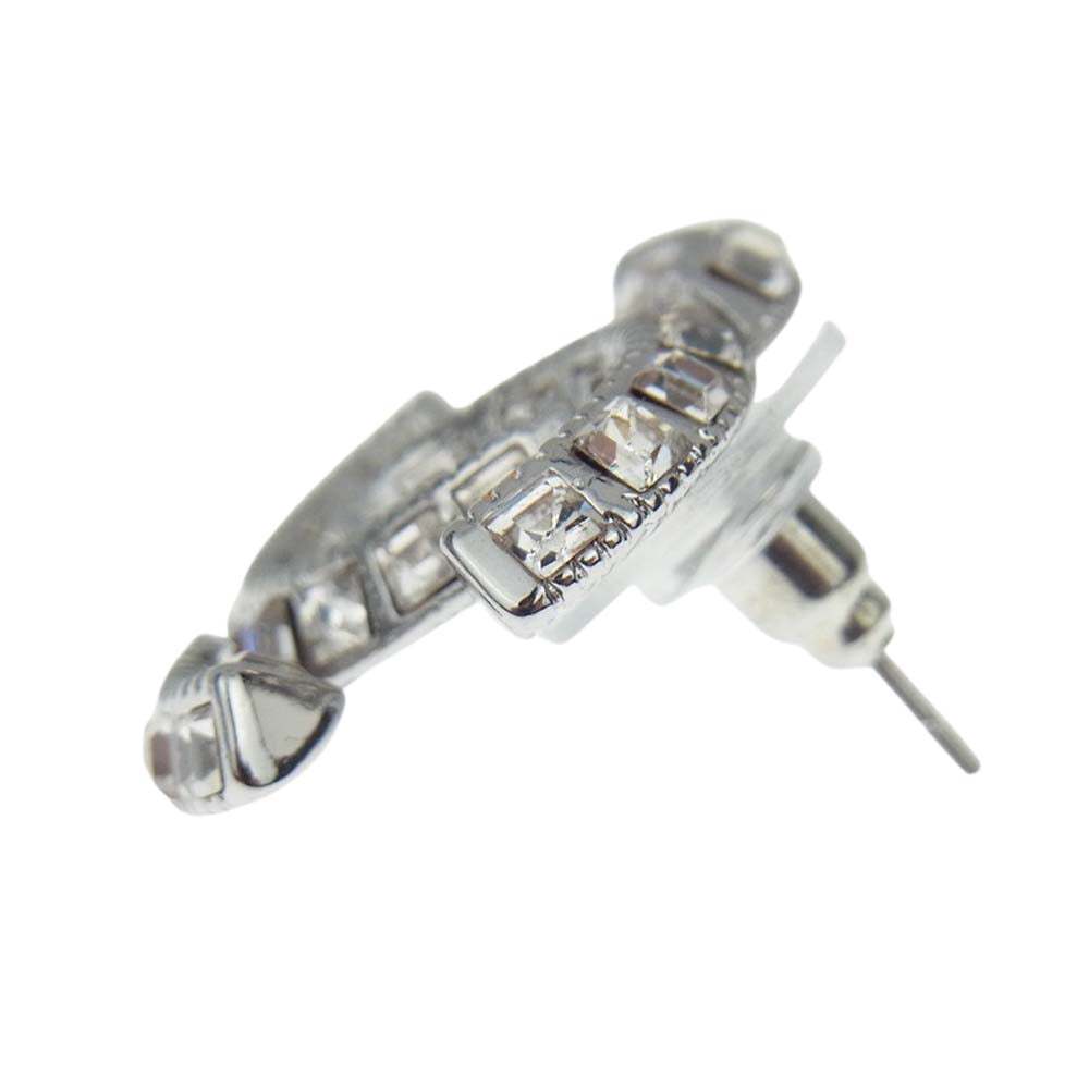 CHANEL シャネル ココマーク ラインストーン ピアス フランス製 シルバー系【美品】【中古】