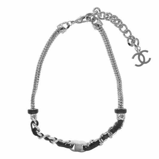 CHANEL シャネル 21SS ココマーク メタル ラムスキン チョーカー ネックレス ゴールド系【美品】【中古】
