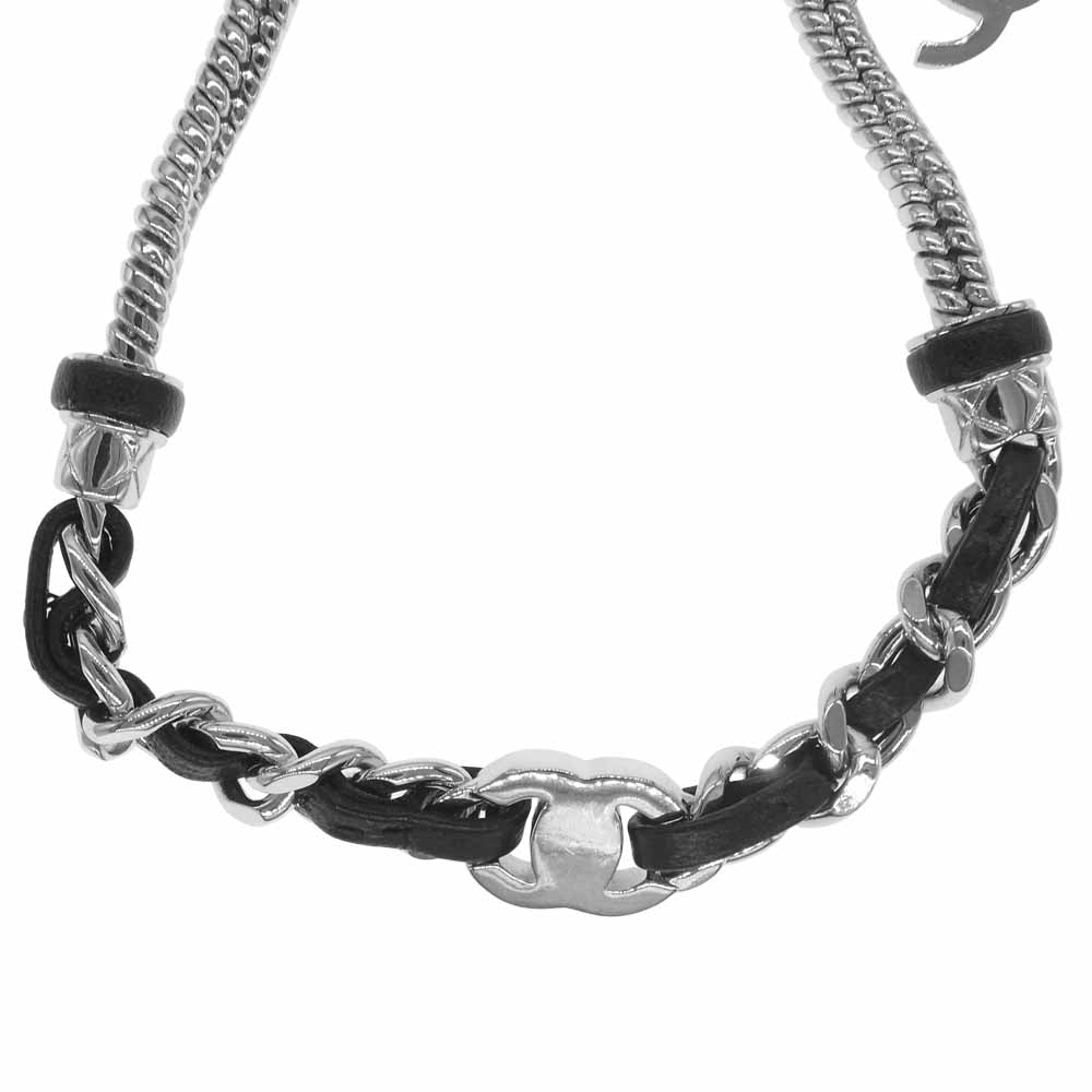CHANEL シャネル 21SS ココマーク メタル ラムスキン チョーカー ネックレス ゴールド系【美品】【中古】