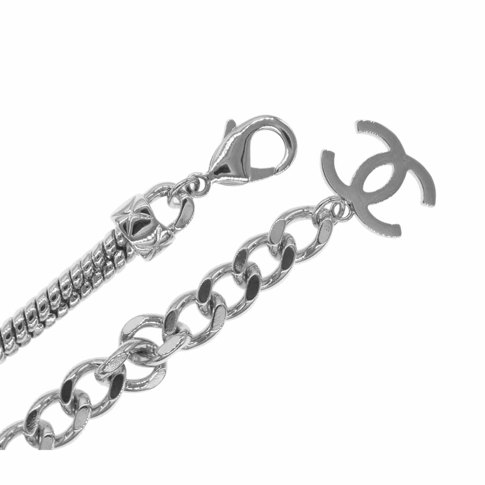 CHANEL シャネル 21SS ココマーク メタル ラムスキン チョーカー ネックレス ゴールド系【美品】【中古】