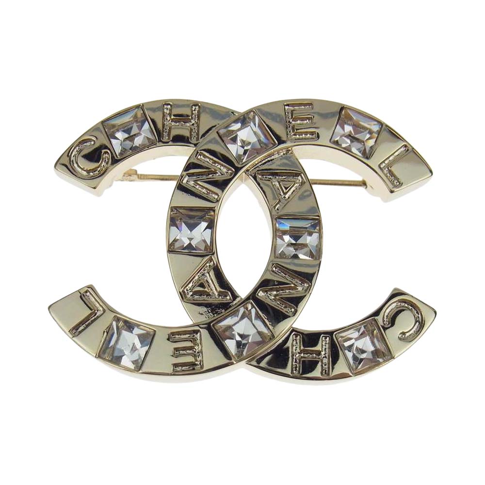 CHANEL シャネル ココマーク ラインストーン ブローチ ロゴ ピン ブローチピン シルバー系【中古】