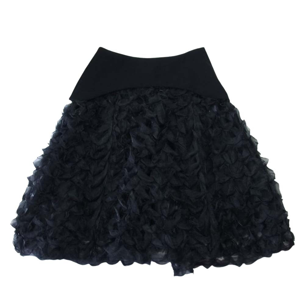 COMME des GARCONS コムデギャルソン noir kei ninomiya ノワールケイニノミヤ 3D-S003 AD2019 シフォン切替 フレア スカート ブラック系 S【中古】