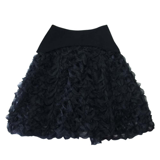 COMME des GARCONS コムデギャルソン noir kei ninomiya ノワールケイニノミヤ 3D-S003 AD2019 シフォン切替 フレア スカート ブラック系 S【中古】