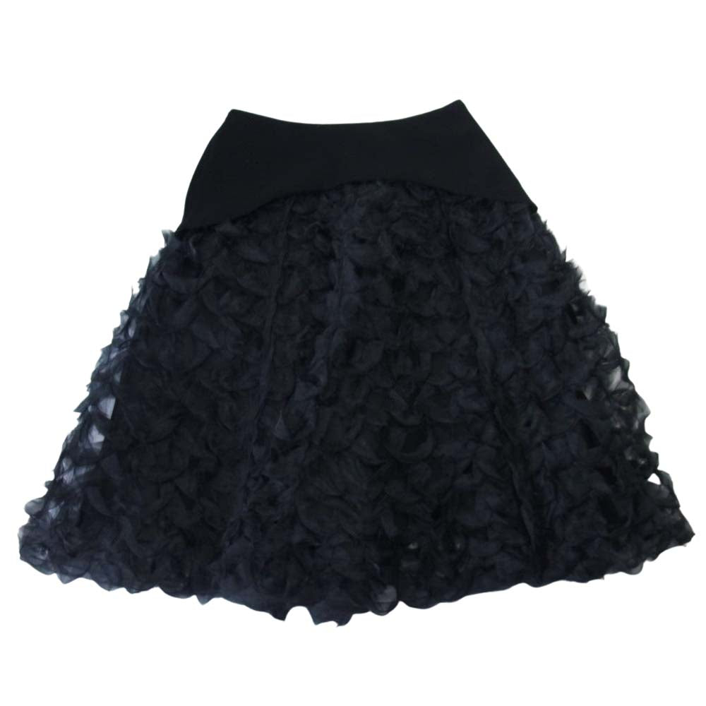 COMME des GARCONS コムデギャルソン noir kei ninomiya ノワールケイニノミヤ 3D-S003 AD2019 シフォン切替 フレア スカート ブラック系 S【中古】