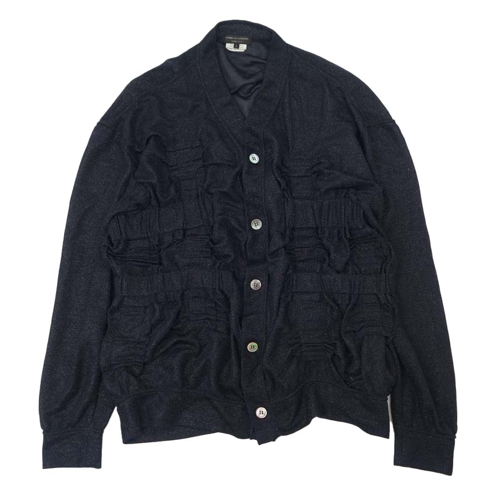 COMME des GARCONS コムデギャルソン HOMME PLUS オムプリュス PC-T005 AD2018 シャーリング カーディガン ブラック系 L【美品】【中古】