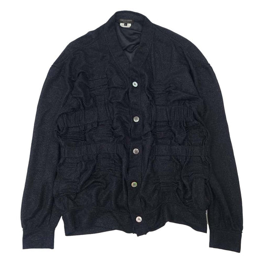 COMME des GARCONS コムデギャルソン HOMME PLUS オムプリュス PC-T005 AD2018 シャーリング カーディガン ブラック系 L【美品】【中古】