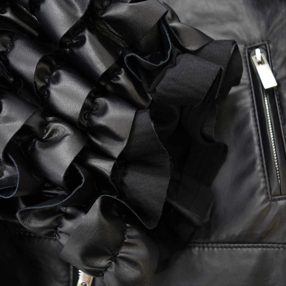 COMME des GARCONS コムデギャルソン noir kei ninomiya ノワールケイニノミヤ 3C-J006 AD2018 袖フリル フェイクレザー ライダース ブラック系 S【美品】【中古】