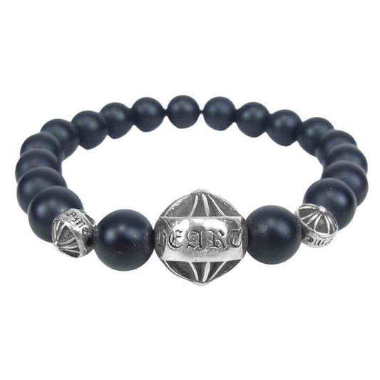CHROME HEARTS クロムハーツ（原本無） BEAD 8mm ビーズ ブレスレット ブラック系 シルバー系【中古】
