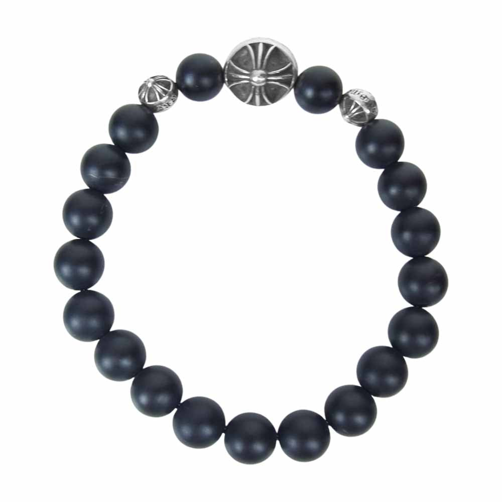 CHROME HEARTS クロムハーツ（原本無） BEAD 8mm ビーズ ブレスレット ブラック系 シルバー系【中古】