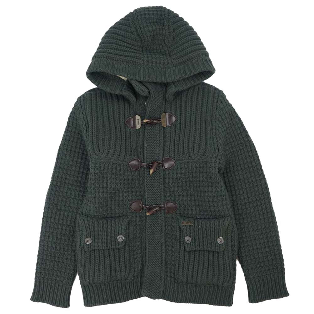 裏フリース ニット ダッフル コート モスグリーン系 XL【中古】
