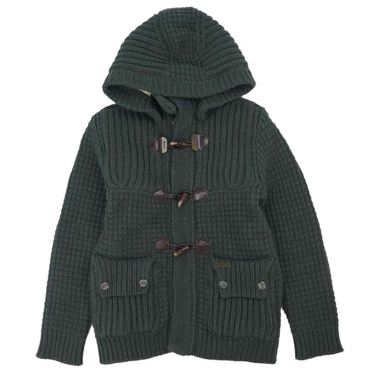 裏フリース ニット ダッフル コート モスグリーン系 XL【中古】