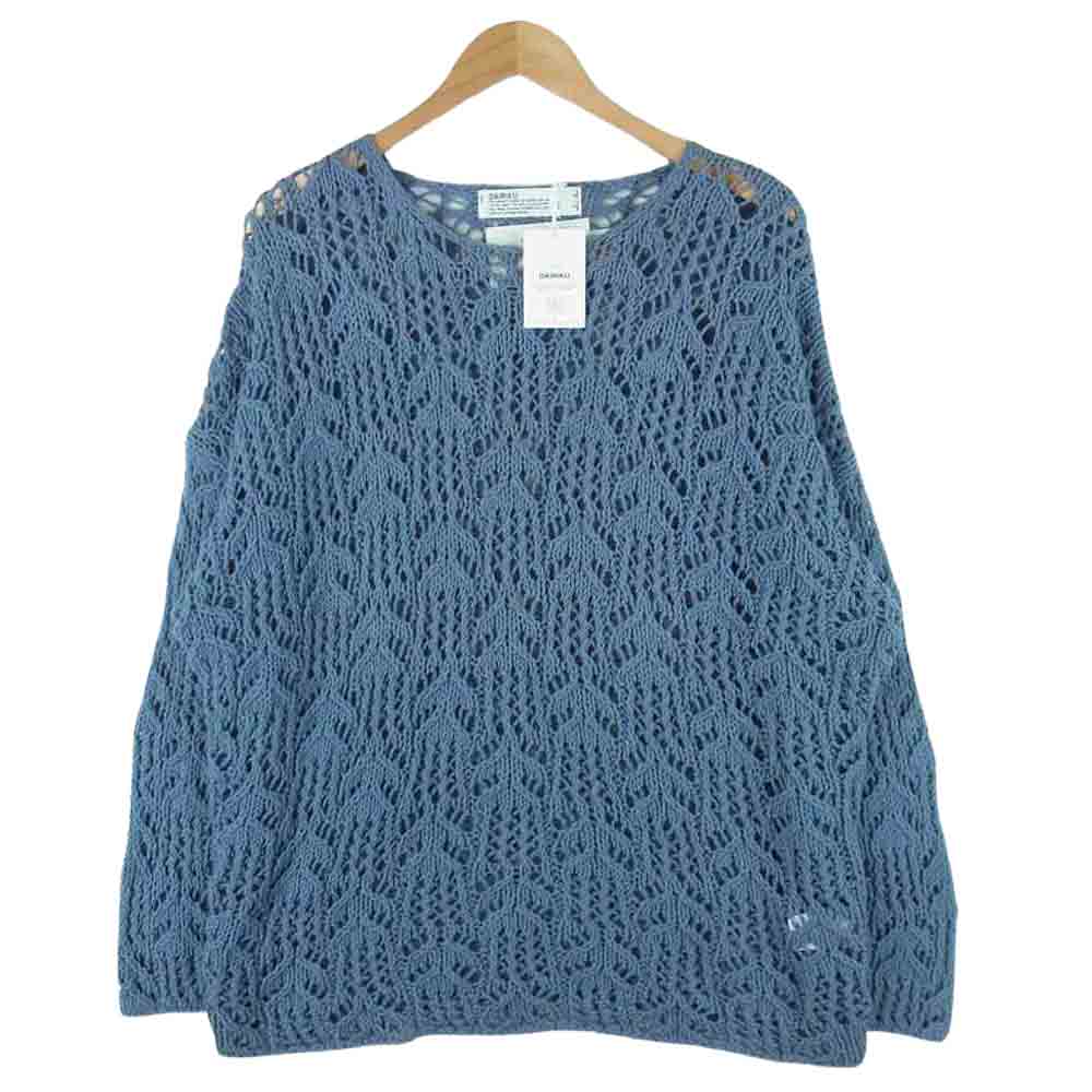 ダイリク 21SS 21SS K-3 Flower Pattern Hand Knitting SKY フラワーパターン ハンド ニット ブルー系 F【中古】