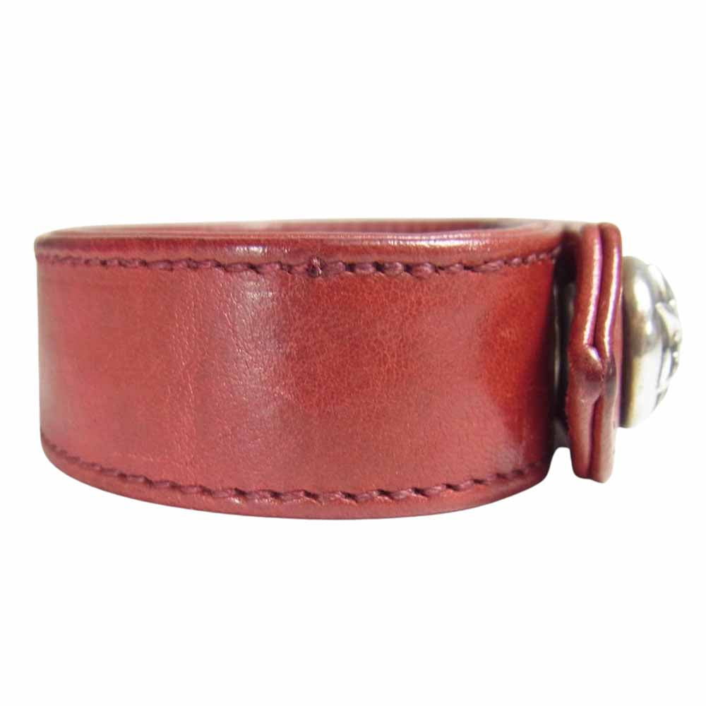 CHROME HEARTS クロムハーツ（原本無） 3BTN 2SNP スターボタン レザーブレスレット レッド系【中古】