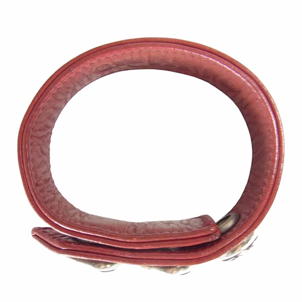 CHROME HEARTS クロムハーツ（原本無） 3BTN 2SNP スターボタン レザーブレスレット レッド系【中古】