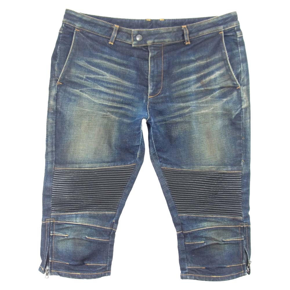 ISAMUKATAYAMA BACKLASH イサムカタヤマバックラッシュ 1483-10 13oz モーターサイクル ストレッチ デニム ハーフ パンツ ブルー系 M【中古】