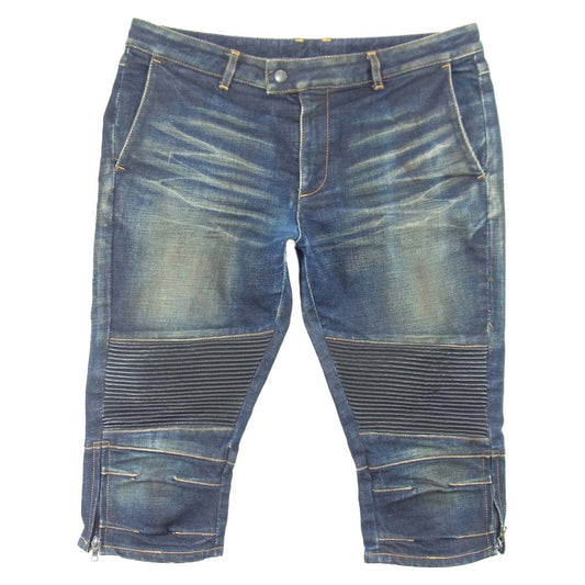 ISAMUKATAYAMA BACKLASH イサムカタヤマバックラッシュ 1483-10 13oz モーターサイクル ストレッチ デニム ハーフ パンツ ブルー系 M【中古】