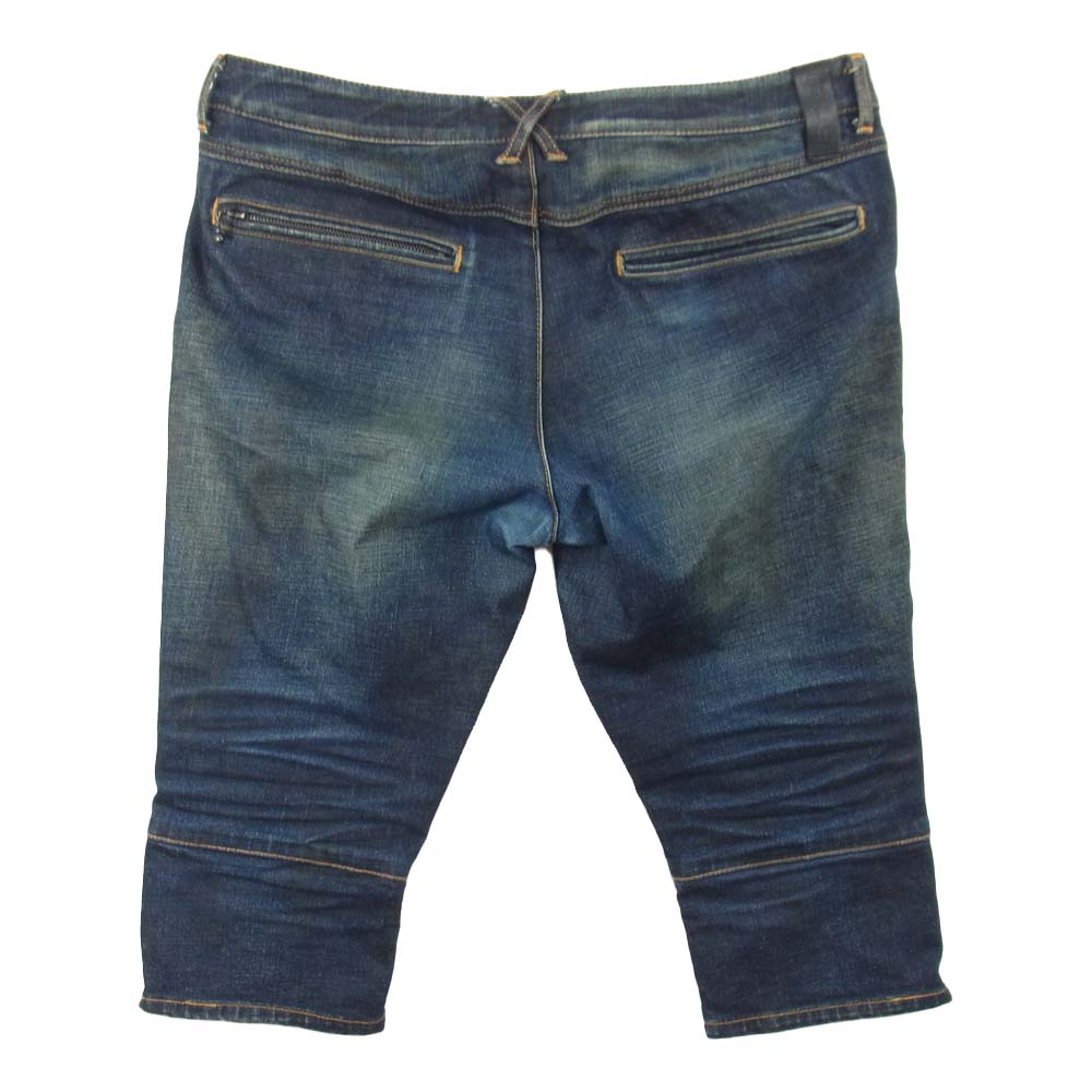 ISAMUKATAYAMA BACKLASH イサムカタヤマバックラッシュ 1483-10 13oz モーターサイクル ストレッチ デニム ハーフ パンツ ブルー系 M【中古】