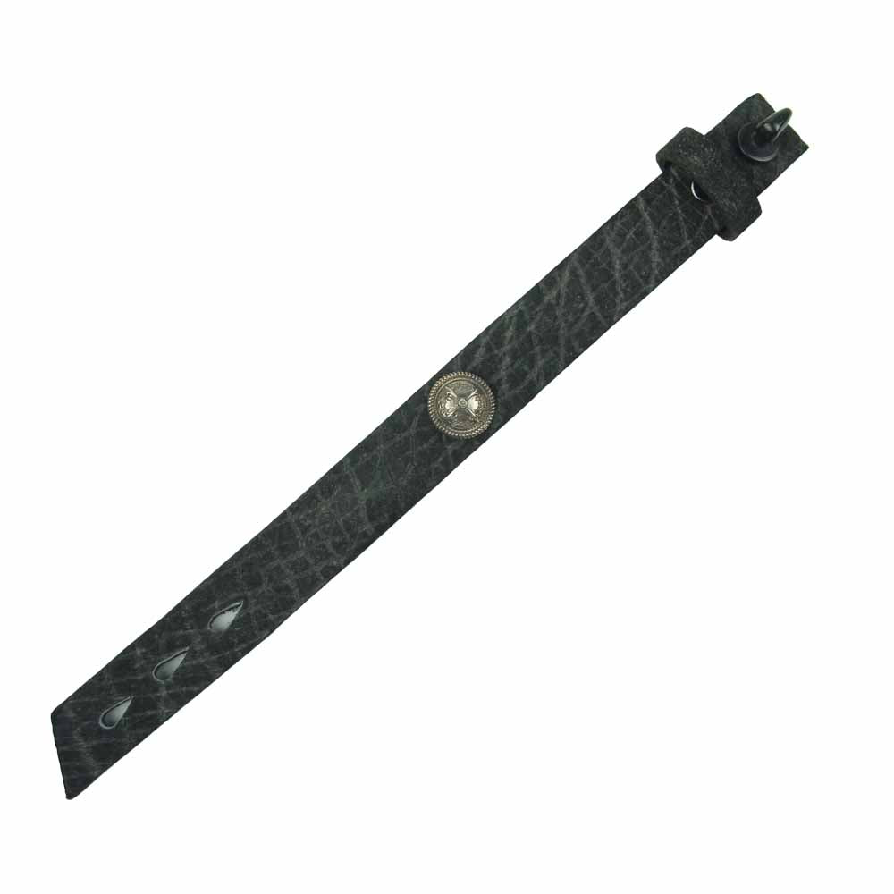 ISAMUKATAYAMA BACKLASH イサムカタヤマバックラッシュ THE LINE ロゴ レザー ブレスレット ブラック系【中古】