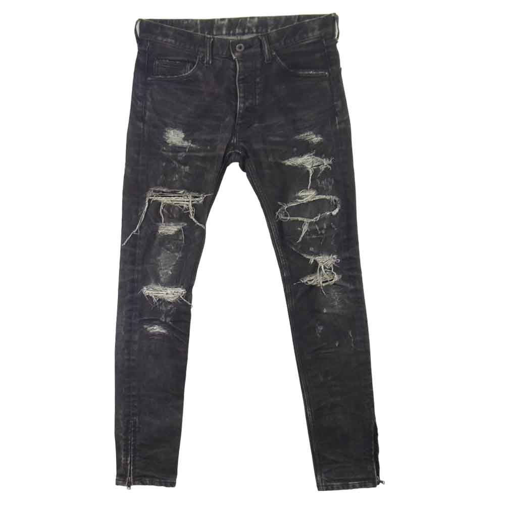 ISAMUKATAYAMA BACKLASH イサムカタヤマバックラッシュ 1483-11C 13oz ホースレザー クラッシュ スーパースキニー ストレッチ デニム パンツ ブラック系 M【中古】