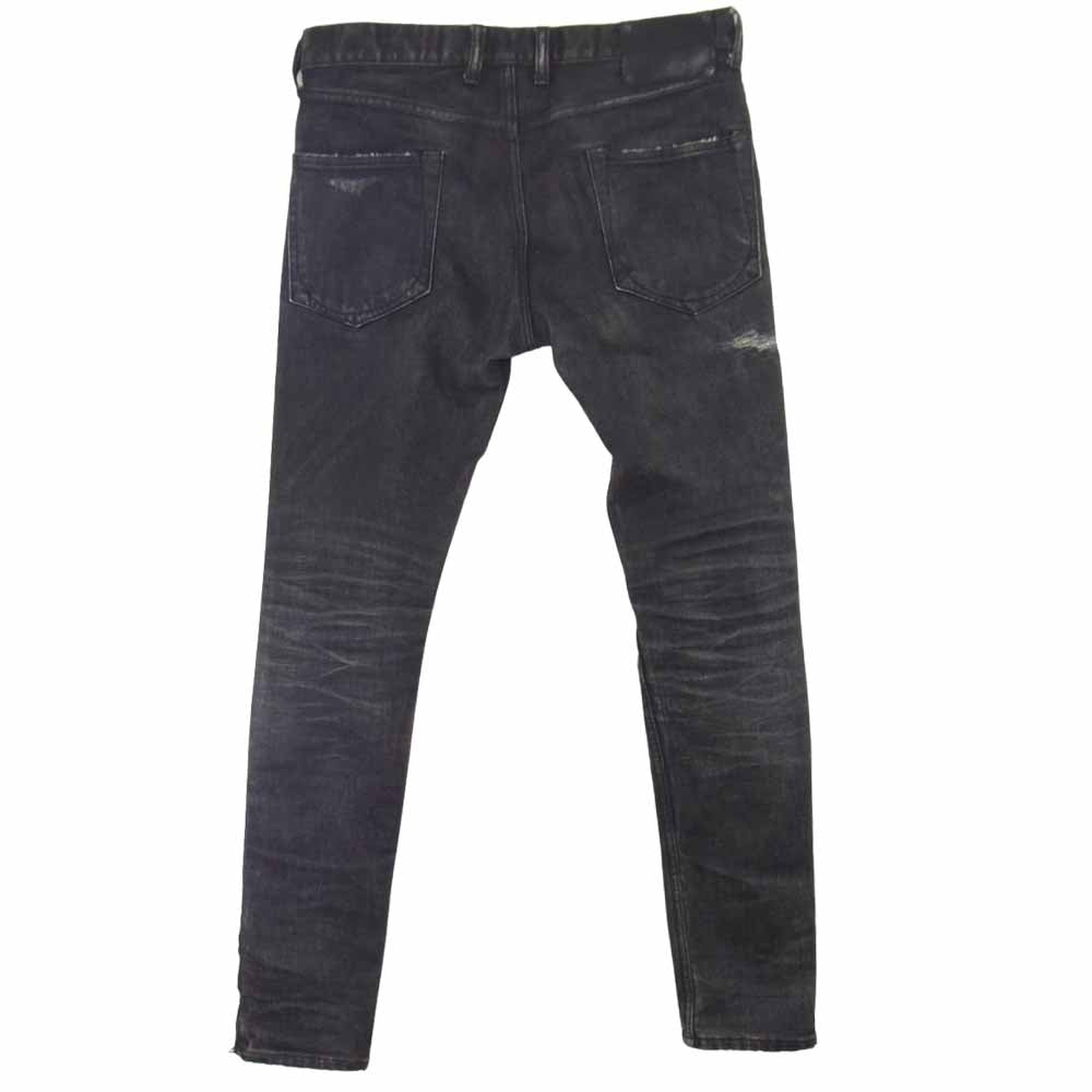 ISAMUKATAYAMA BACKLASH イサムカタヤマバックラッシュ 1483-11C 13oz ホースレザー クラッシュ スーパースキニー ストレッチ デニム パンツ ブラック系 M【中古】