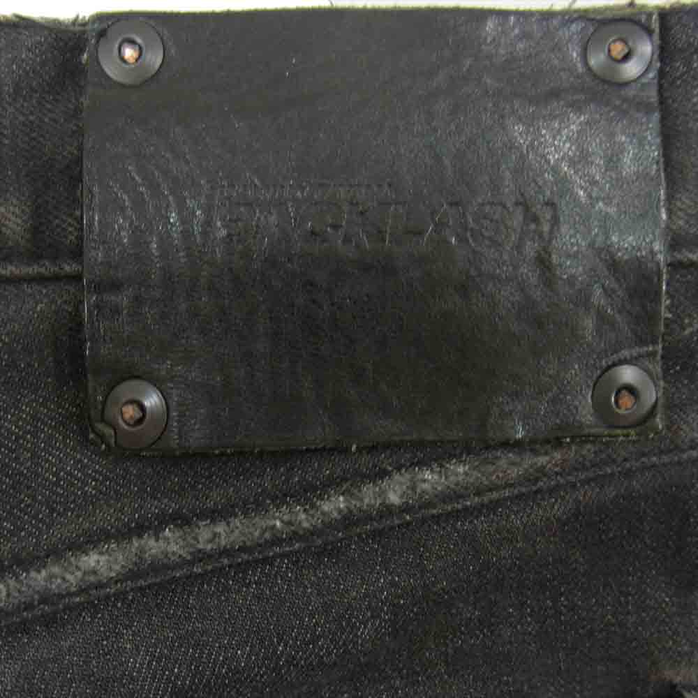 ISAMUKATAYAMA BACKLASH イサムカタヤマバックラッシュ 1483-11C 13oz ホースレザー クラッシュ スーパースキニー ストレッチ デニム パンツ ブラック系 M【中古】