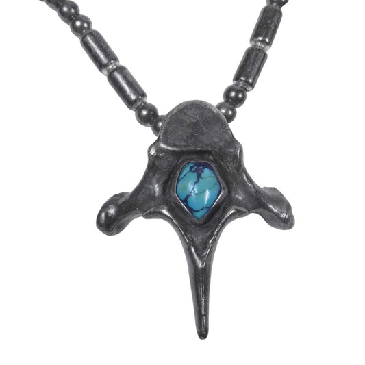 BACKBONE バックボーン ターコイズ ボーン ビーズ ネックレス シルバー系【中古】