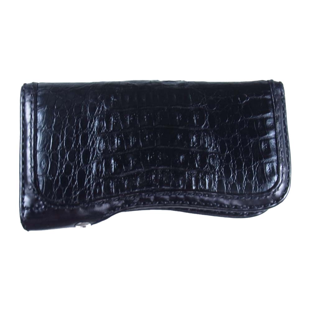 BIGHAND ビッグハンド クロコ バイカーズ 財布 ロング ウォレット  ブラック系【中古】