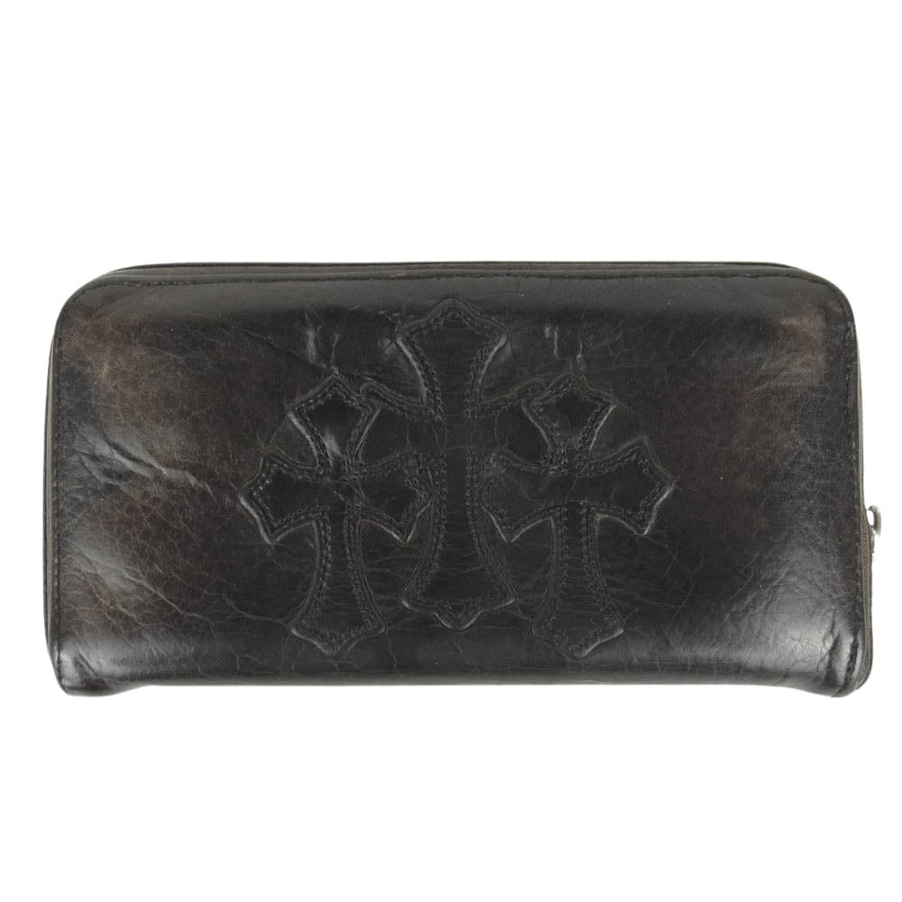 CHROME HEARTS クロムハーツ（原本無） REC F ZIP 3 セメタリークロス ラウンドジップ ウォレット ブラック系【中古】