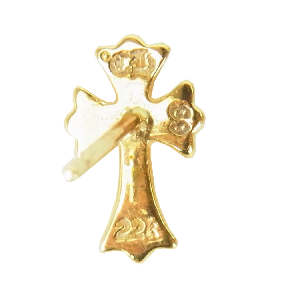CHROME HEARTS クロムハーツ（原本無） 22K CH CRSS 2 FAT クロス ファット スタッド ピアス【中古】