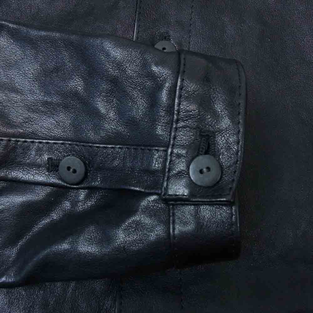 ISAMUKATAYAMA BACKLASH イサムカタヤマバックラッシュ 1873-01 イタリアンカンガルー スタンドカラー レザー シャツ ブラック系 L【中古】