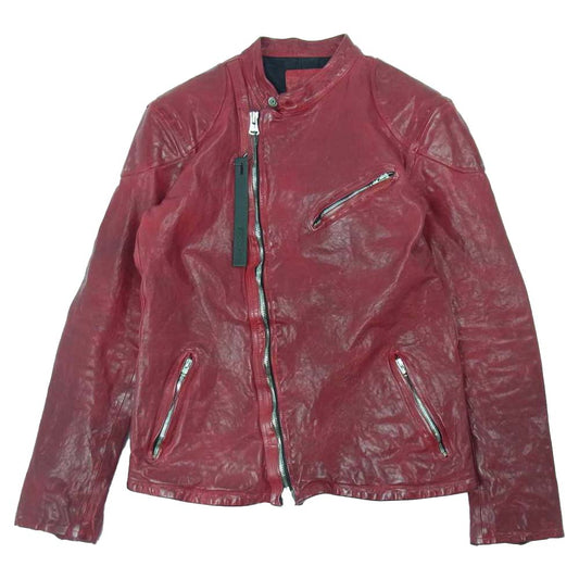 ISAMUKATAYAMA BACKLASH イサムカタヤマバックラッシュ 19AW 1842-01 フレンチショルダー 製品染め ワックス仕上げ セミダブル ライダース レッド系 L【中古】