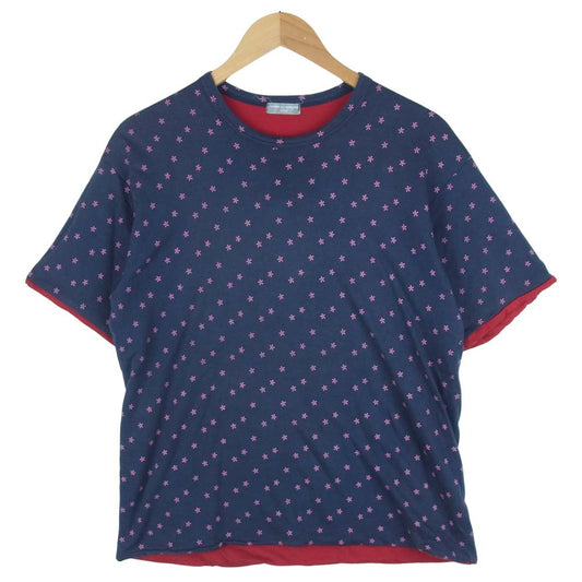 COMME des GARCONS HOMME コムデギャルソンオム AD2000 HT-040090 リバーシブル 半袖 Tシャツ コットン 日本製 ネイビー系【中古】