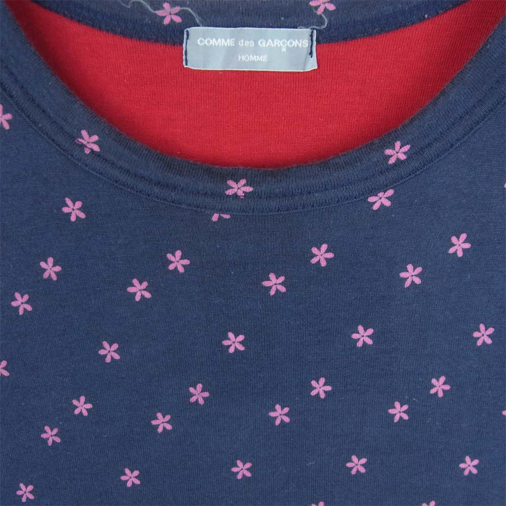 COMME des GARCONS HOMME コムデギャルソンオム AD2000 HT-040090 リバーシブル 半袖 Tシャツ コットン 日本製 ネイビー系【中古】