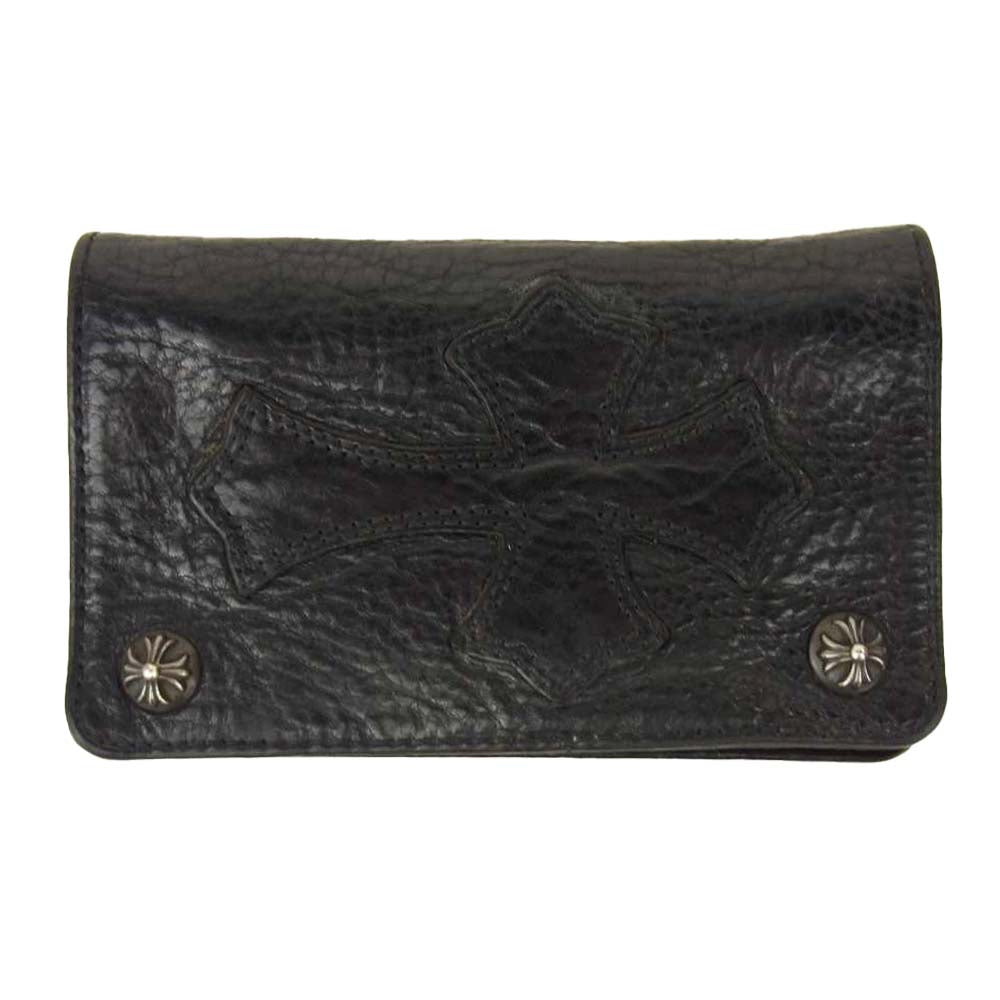 CHROME HEARTS クロムハーツ（原本無）  1ジップ クロスボタン クロスパッチ レザー ブラック系【中古】
