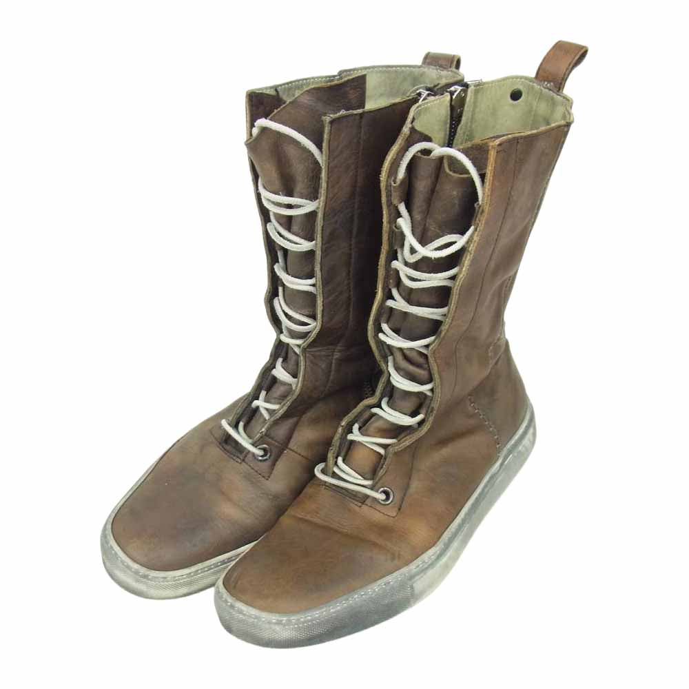 INCARNATION インカネーション 31410-7373-NK CalfLeather Sneaker Boots カーフレザー サイドジップ レースアップ スニーカー ブーツ ブラウン系 42【中古】