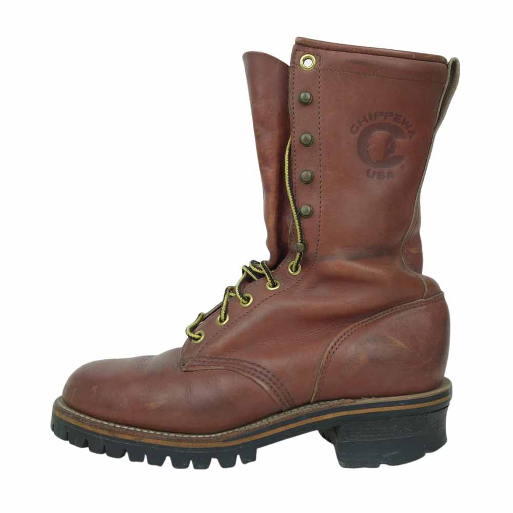 Chippewa チペワ 黒タグ LOGGER BOOTS ロガーブーツ スチール無し  ブラウン系【中古】