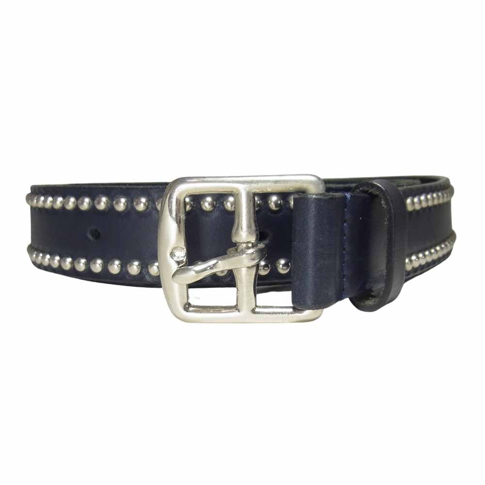 WHITE HOUSE COX ホワイトハウスコックス レザー スタッズ ベルト ネイビー ブラック系【中古】