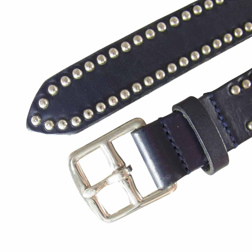 WHITE HOUSE COX ホワイトハウスコックス レザー スタッズ ベルト ネイビー ブラック系【中古】