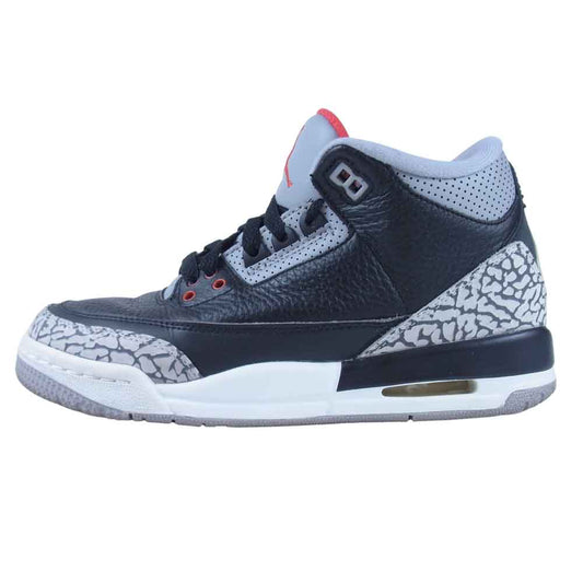 NIKE AIR JORDAN ナイキ ジョーダン 854261-001 3 RETRO OG BG black fire red cement grey BOYS 5Y ブラック セメント スニーカー ブラック系 23.5cm【中古】