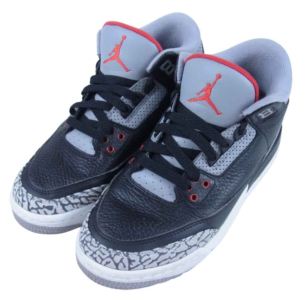 NIKE AIR JORDAN ナイキ ジョーダン 854261-001 3 RETRO OG BG black fire red cement grey BOYS 5Y ブラック セメント スニーカー ブラック系 23.5cm【中古】