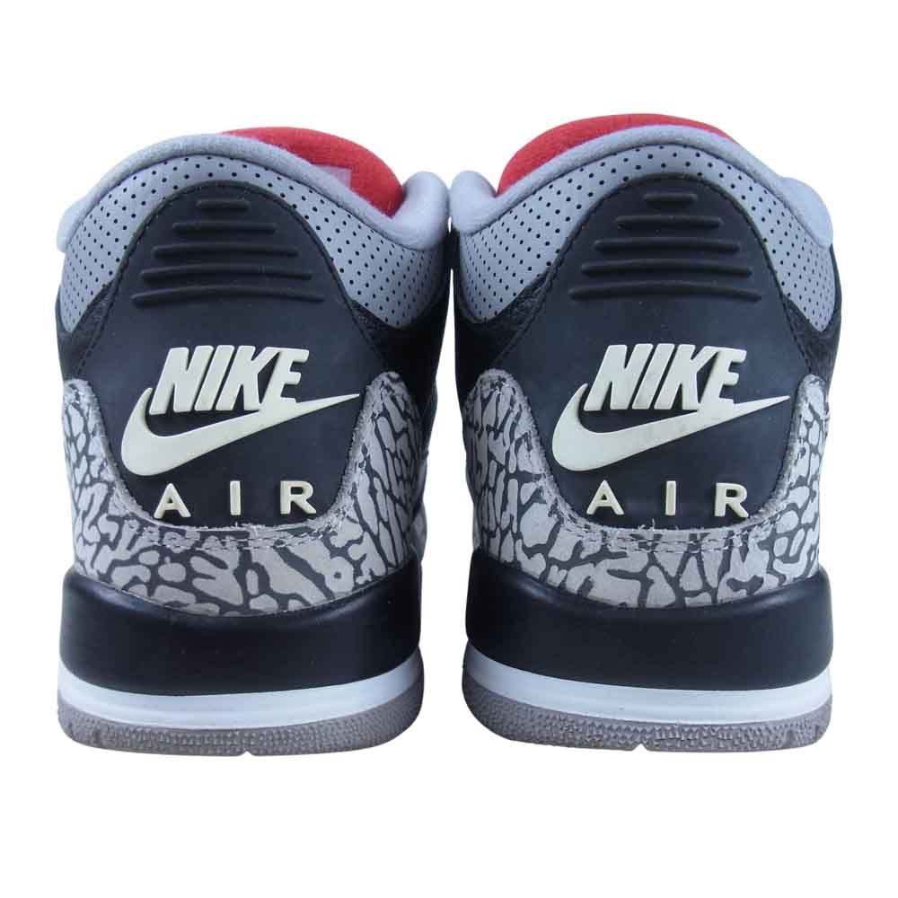 NIKE AIR JORDAN ナイキ ジョーダン 854261-001 3 RETRO OG BG black fire red cement grey BOYS 5Y ブラック セメント スニーカー ブラック系 23.5cm【中古】