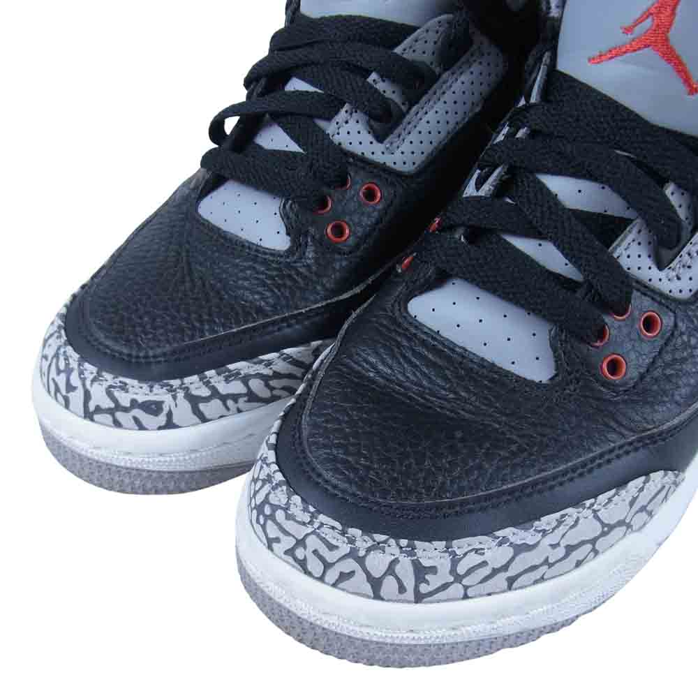 NIKE AIR JORDAN ナイキ ジョーダン 854261-001 3 RETRO OG BG black fire red cement grey BOYS 5Y ブラック セメント スニーカー ブラック系 23.5cm【中古】