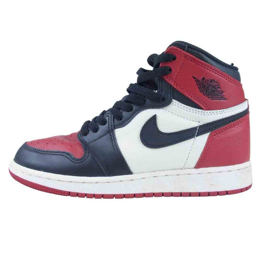 NIKE AIR JORDAN ナイキ ジョーダン 575441-610 1 RETRO HIGH OG BRED TOE GYM RED BOYS 4.5Y レトロ ハイ ブレッド トゥ ジムレッド スニーカー 23.5cm【中古】
