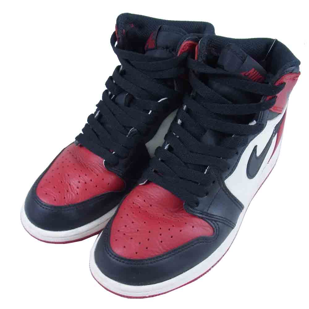 NIKE AIR JORDAN ナイキ ジョーダン 575441-610 1 RETRO HIGH OG BRED TOE GYM RED BOYS 4.5Y レトロ ハイ ブレッド トゥ ジムレッド スニーカー 23.5cm【中古】